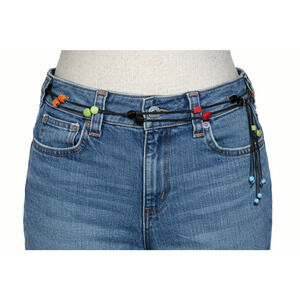 VTG Colorful Beaded Necklace Belt Double Strand Statement Brown Boho Chic 50" L